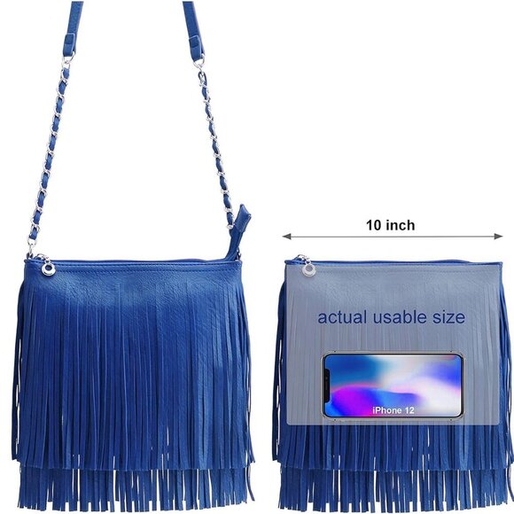 Fringe Crossbody Shoulder Bag with Strap, Tassel Messenger bag, Country Style We - Picture 4 of 8